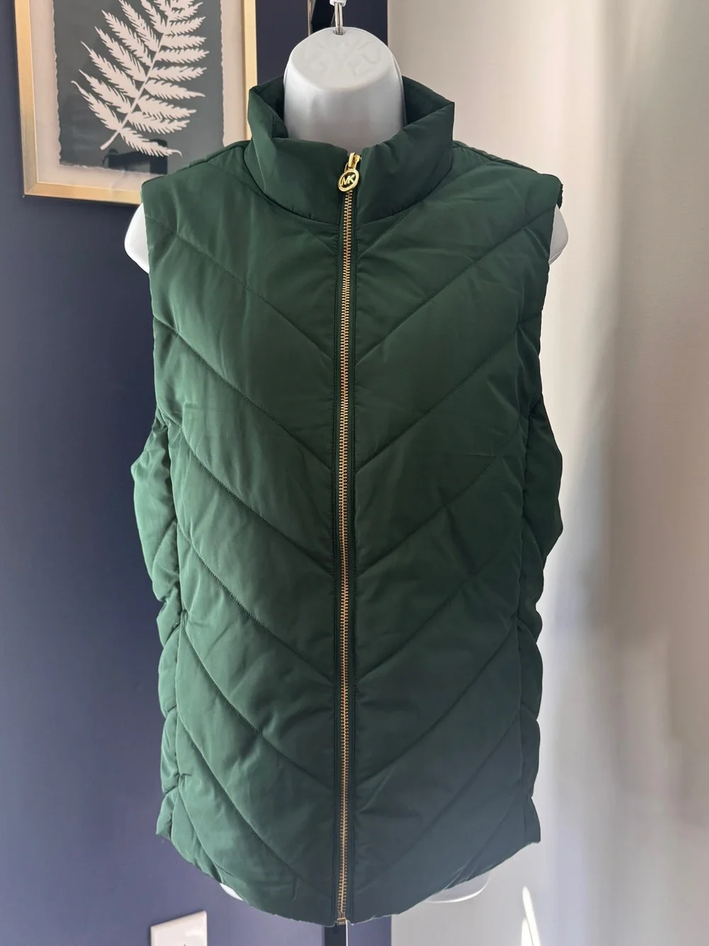 Michael Kors dark green puffer vest with gold hardware. Size XL